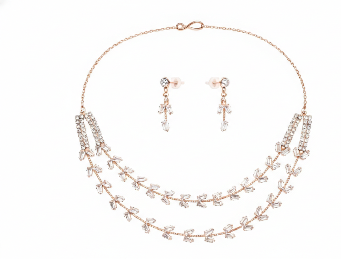 Naik Creation – Elegant Crystal Layered Necklace Set