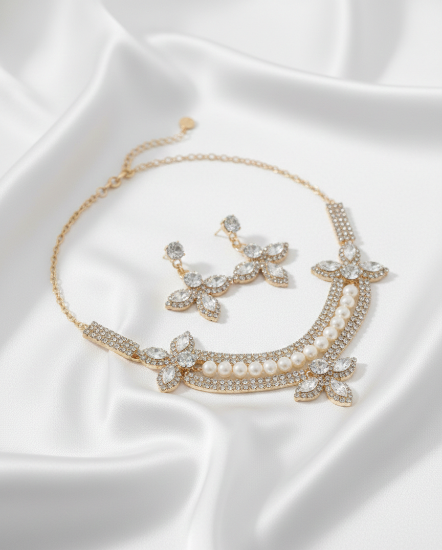 Naik Creation – Floral Pearl Elegance Necklace Set