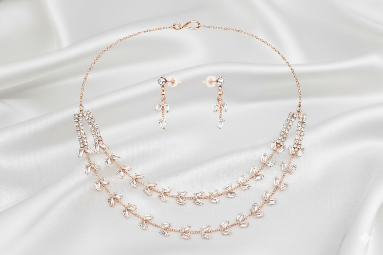 Naik Creation – Elegant Crystal Layered Necklace Set