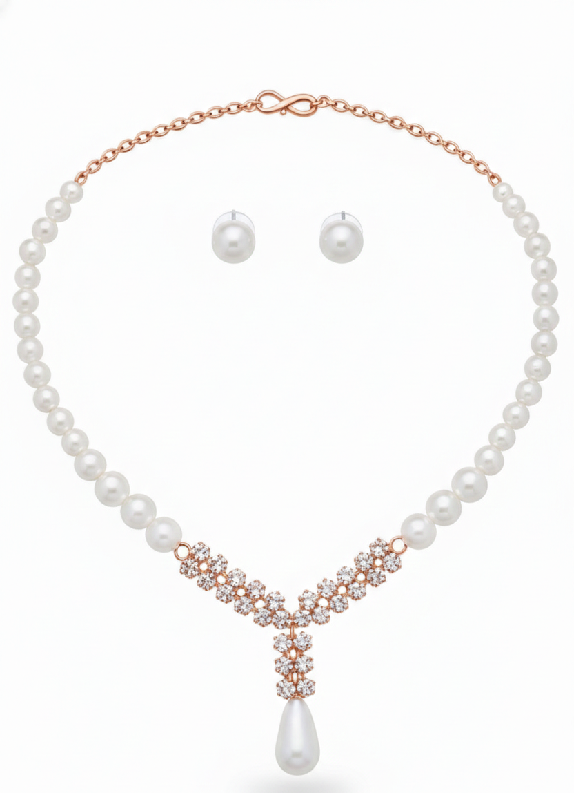 Naik Creation – Royal Pearl Diamond Necklace Set
