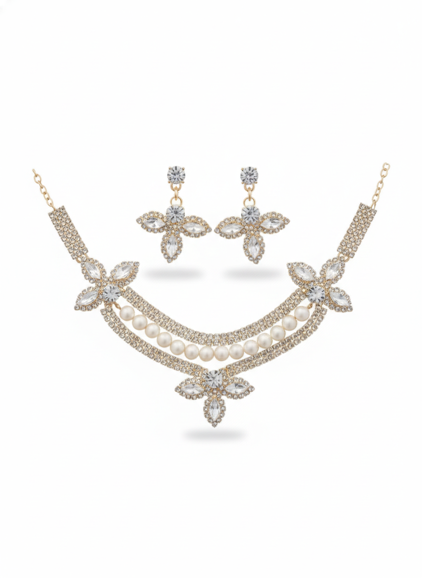 Naik Creation – Floral Pearl Elegance Necklace Set