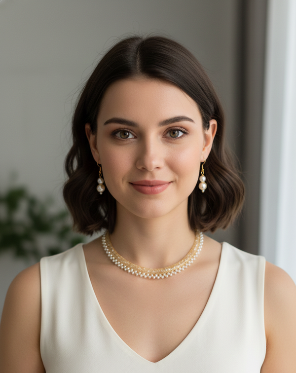 Elegant Pearl Gold Necklace Set