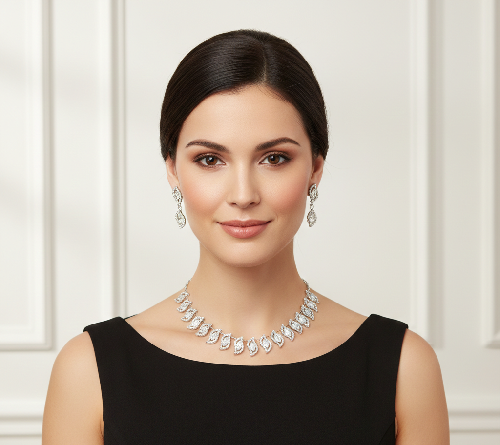 Naik Creation – Luxe Diamond Statement Necklace Set