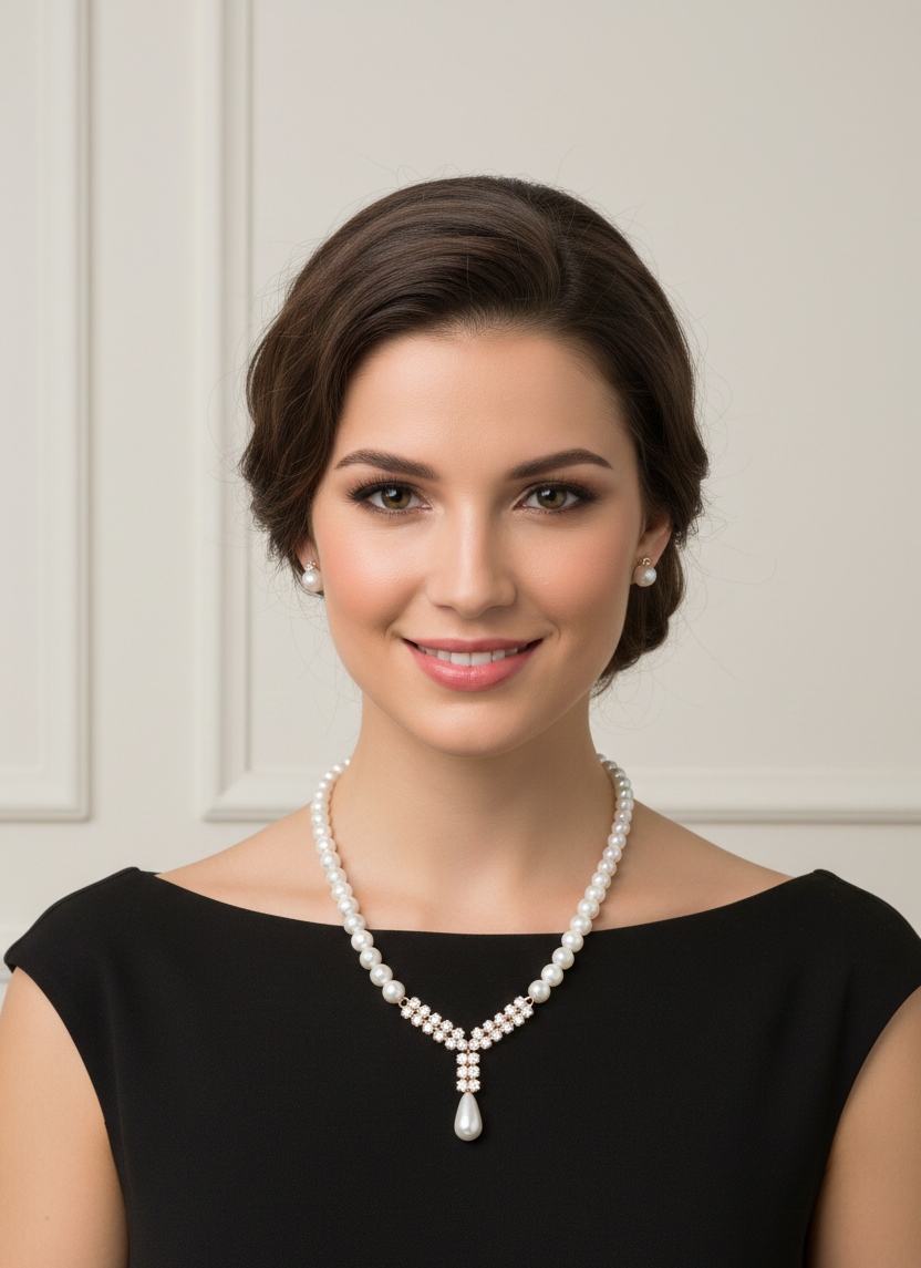 Naik Creation – Royal Pearl Diamond Necklace Set