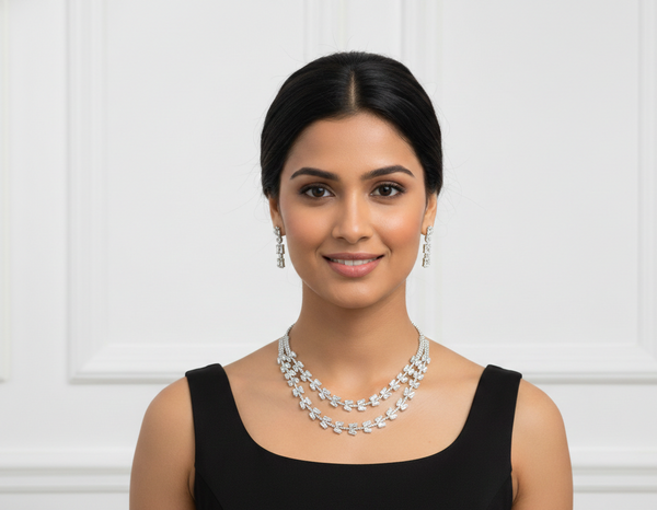 Naik Creation – Delicate Diamond Layered Necklace Set