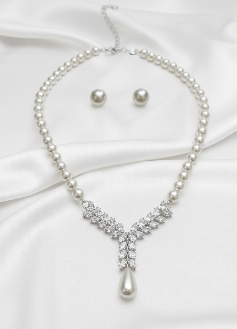 Naik Creation – Classic Pearl Drop Necklace Set