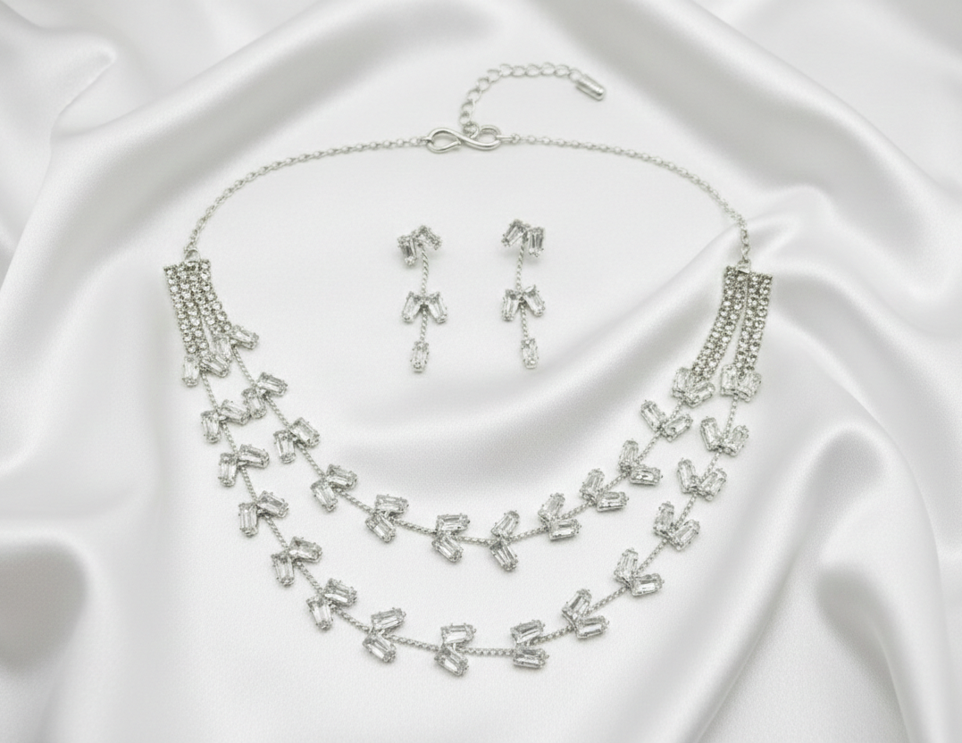 Naik Creation – Delicate Diamond Layered Necklace Set