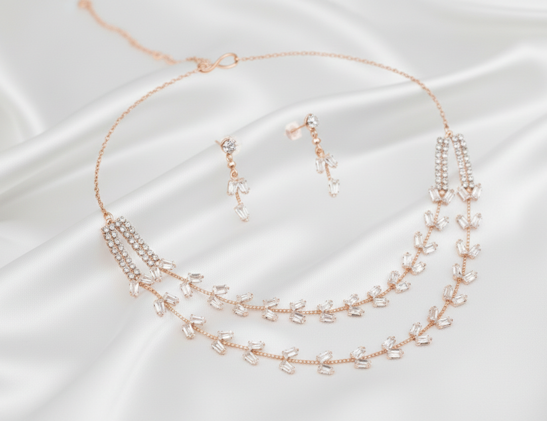 Naik Creation – Elegant Crystal Layered Necklace Set